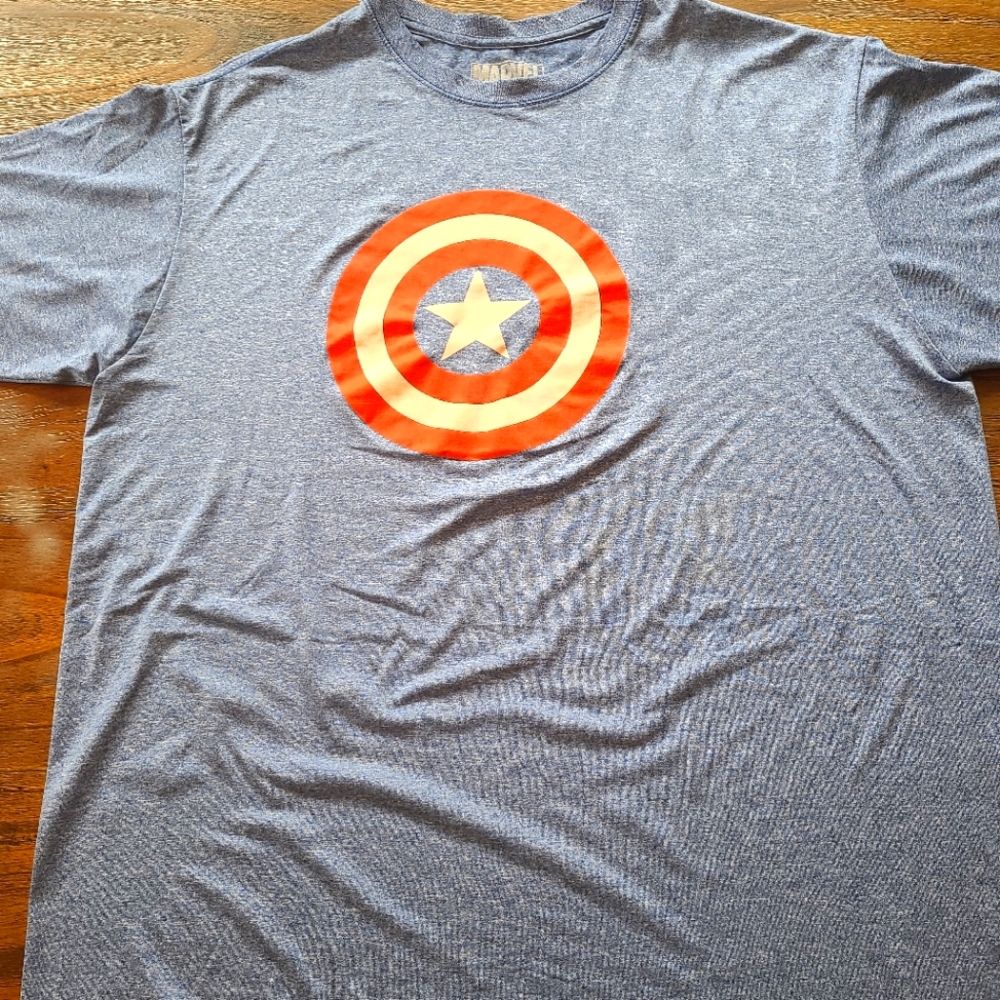 Marvel Mens Blue Captain America Graphic Short Sleeve T Shirt Size XL
